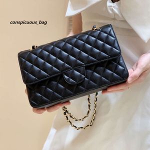 Borsa a mano di design Borsa con patta in caviale Borsa a tracolla di alta qualità da donna di lusso con catena a specchio 10A