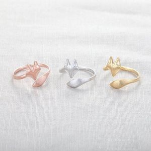 10 peças anel de raposa fofo ouro prata rosa ouro raposa anéis exclusivos anéis ajustáveis anéis de animais anéis elásticos anéis fofos legais r250v