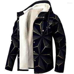 Men's Jackets 2024 Fall And Winter Padded Jacket Long-sleeved Hooded 3D Printing Loose Type Casual