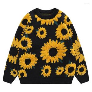 Männer Pullover Straße Chrysantheme Gedruckt Pullover Beiläufige Lose Mode Strickwaren Paar Harajuku Oversize Pullover Streetwear Jaqueta