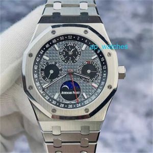 Luxury Audemar Pigue Watches Royal Oak 26609Ti Chinese Perpetual Calendar Titanium Metal Automatic Mechanical Men's Watch Moon Phase Display 41mm FUN AFY2