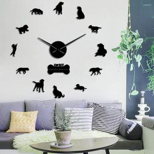 Wall Clocks The Labrador Retriever Large Frameless Silent Clock Dog Breed DIY Art With Mirror Acylic Sticker Effect