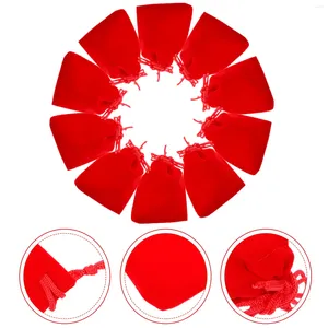 Mücevher Torbaları 50 PCS Ambalaj Çantası Gaging Kırmızı Bez Çekme Çantaları Tinik Baggies Hediye Flanel