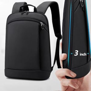 Mochila fina portátil mochila masculina 15.6 Polegada trabalho de escritório mochilas saco de negócios unisex preto mochila magro volta pacote