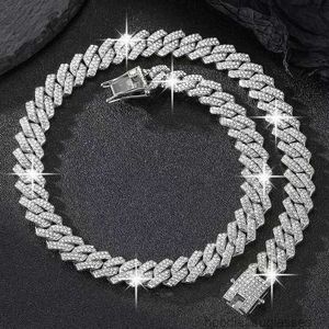Kubanische Halskette Pass Diamond Test Diamond 18k Gold Sterling Silber Kubanische Gliederkette für Männer Hip Hop Halskette 02uc4a