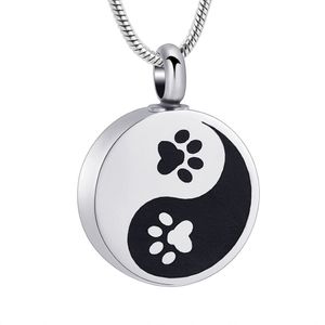 IJD10745 Yin-Yang Cremation Jewelry Carved Dog Cat Paw Print Memorial Urn Jewelry For Ashes Made Of 316L Stainless Steel203h