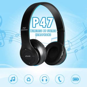 Kopfhörer/Headset P47 Kabelloses Stereo-Headset mit Geräuschunterdrückung, Bluetooth-kompatibel, 5.0 Game-Headset-Karte, MP3-Player, integriertes Mikrofon für Smartphone