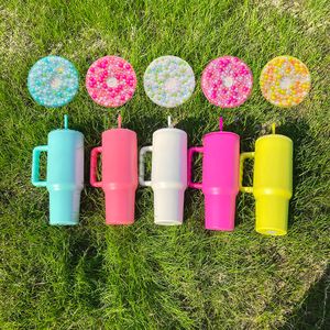 Pearls lid H3.0 40oz matt colored macaron tumbler blank sublimation BPA free vacuum insulated stainless steel travel coffee cup For Heat Press Printing