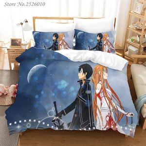 Bettwäsche-Sets Japan Anime Sword Art Online 3D-Set Kinder Charakter Bedruckte Bettbezug Bettwäsche Twin Full Queen King 02