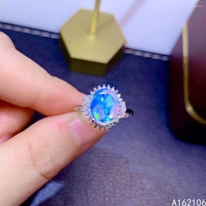 Anelli a grappolo in argento puro 925 stile cinese opale naturale da donna di lusso alla moda semplice ovale regolabile anello con gemma supporto per gioielleria raffinata