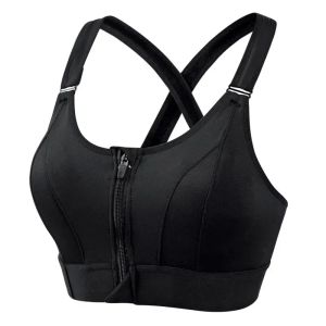 Bras Yoga Vest Front Zipper Plus Size Adjustable Strap Shockproof Gym Fitness Athletic Brassiere Women Sports Bras Tights Crop Top