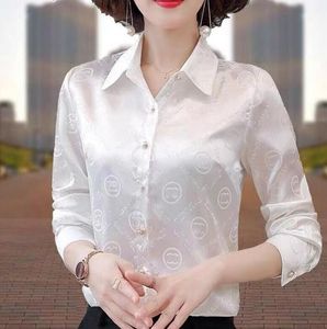 Blouses de designer feminino Moda de manga longa impressa camisa de lapela impressa Tops de luxo para fêmea vestido de manga de sopa feminina PLUS