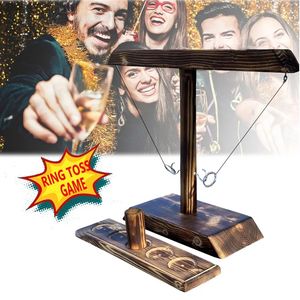 25cm Ring Toss Oyunlar Çocuklar için Yetişkinler Ev Partisi İçme Oyunları Hızlı tempolu el tipi ahşap masa oyunları atış merdiven demeti açık barlar