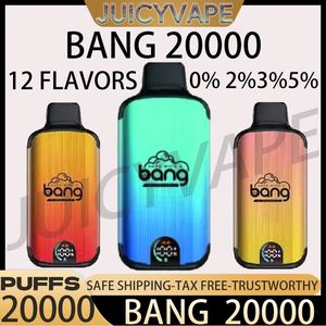 Original Bang 20000 puffs Disposable E Cigarettes 1.0ohm Mesh Coil 23ml Pod Battery Rechargeable Electronic Cigs Puff 20K 0% 2% 3% 5% Vape Pen Kit Customizable 12k 9k 7k