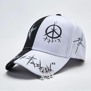 Ball Caps Spring Summer Baseball Cap for Men Women Black White Dopasowanie Pentagram List Graffiti Hip Hop Student Young Sun Hats