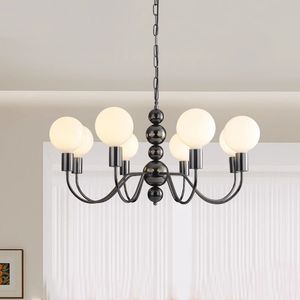 Pearl Black Ball Chandelier Minimalist North American Vintage Living Room Lamp Designer Restaurang Chandelier