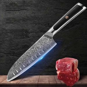 Kitchen Knives 1pc Professional Damascus Steel Chef Knife - High-Quality Kitchen Knives for Effortless Cutting and Slicing Q240226