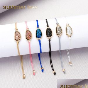 Bangle Fashion Simple Crystal Woven Jewelry Bracelet For Women Colorf Bling Natural Stone Bangle Friendship Gift Drop Deliv Dhgarden Dhu3I