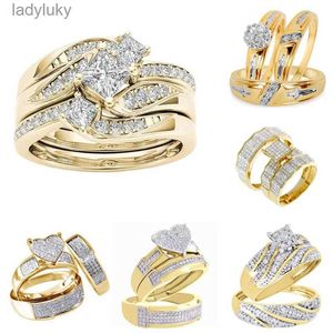 Solitaire Ring 3 eller 2 st/en enkel ringset! Romantisk hjärta zirkonförlovningsring som passar för kvinnors bröllopsfest smycken tillbehör 240226