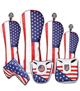 USA Theme Red Stripes Stars PU Leather Golf Club Headcover Driver Fairway Wood Putter Covers5493914