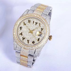 Diamond Mens Watch Automatic Mechanical Watches 41mm Sapphire Lady Wristwatch with Diamond-studded Steel Bracelet Montre De Luxe