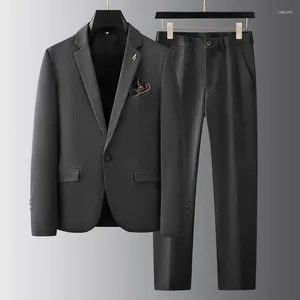 Men's Suits 2024 Brand England Style Men 2 Pieces Set ( Jacket Pants ) Luxury Business Slim Fit Mens Suit Wedding Prom Dress Blazer Sets
