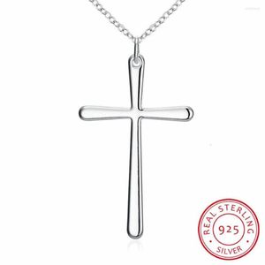 Pendant Necklaces Lekani Arrival Cool Girl Simple Cross 925 Sterling Silver Fine Jewelry Clavicle Chain N425265D