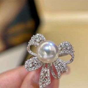 Lovely Bow Knot Classic 18K Gold Silver Designer Ring Women High Grade Cute Bowknot Luxury Diamond Rings Wedding Anniversary Engagement Party Jewelry Gift