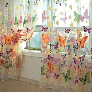 Curtain 1PC Rod Pocket Beautiful Window Large Butterfly Print Screens