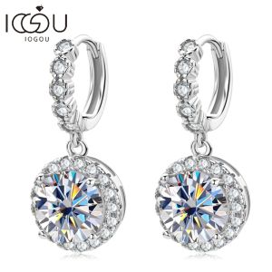 イヤリングdモイサナイト3ctイヤリング2ct huggie for women 925 Sterling Silver Original Moissanite 1CT Hoop Drop Dangle Earrings