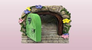 Fairy Garden Solar Stone Door Resin Ornament HandPainted Statue For Garden Courtyard Lawn Decoration Trees Flower Beds Q08119415059