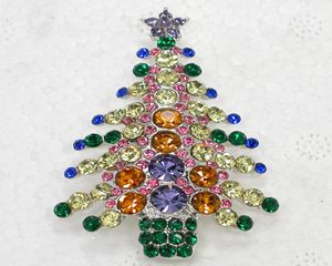 Whole Beautiful Crystal Rhinestone Christmas tree Pin Brooch Christmas gifts Brooches C6803840551