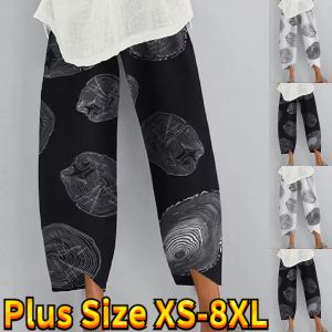 Trendência de rua retrô de Capris Feminina Nova moda sob calça dividida Harajuku Hip Hop Print Pantas de moletom solto xs8xl