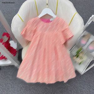 Nova menina vestido de bebê impressão completa de letras saia tamanho 100-160 etiquetas completas crianças roupas de grife algodão criança vestido 24fev20