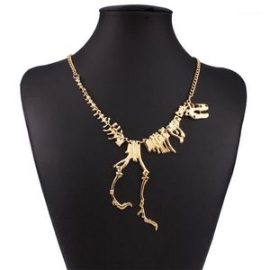 Hela nya punkstil gotiska tyrannosaurus skelett dinosaurie halsband ben funky kedja pendell silver color1264v