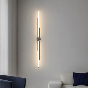 Tam spektrum tüm bakır minimalist uzun şerit duvar lambası modern yatak odası başucu ızgara oturma odası arka plan duvar ışık