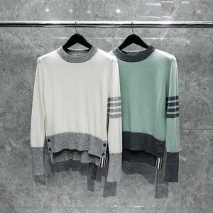 TB THOM Women's Crewneck Sweaters Color Block Design Long Sleeve Casual Knit Pullover Jumpers Classic-Fit Soft Touch Tops