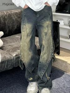 Jeans da uomo Gamba larga Uomo Grunge Do Old 90s Bello Hip Hop Patchwork Giovanile Lavaggio Pantaloni Americano prevalente Baggy Sbiancato