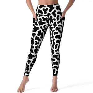 Active Pants Spotted Dalmatian Leggings White and Black Fitness Running Yoga High midja Söta sportstrumpare Stretch Graphic Leging