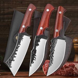 Kitchen Knives Forged Kitchen Cleaver Boning Knife Butcher Meat Knife Utility Knife Barbecue Cutting Fishing Paring Knife Cooking Tools Q240226