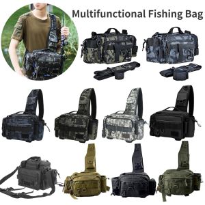 Bags Multifunctional Fishing Rod Bags Single Shoulder LUYA Fishing Reel Case Bag Outdoor Fishing Travel Shoulder Bag Storage Backpack