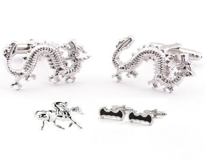 men039s gemello animale gemelli argento moda gemello drago cavallo pulsante manica per uomo accessori bottoni polsini 5pairl4352821