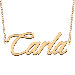 Collana con nome Carla Ciondolo personalizzato personalizzato per donne Regalo di compleanno mamma Migliori amiche Gioielli in acciaio inossidabile placcato oro 18k