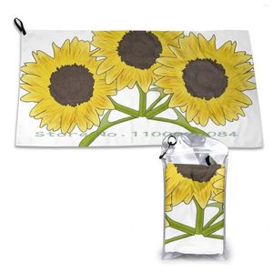 Towel Digital Sun Flower Bunch Quick Dry Gym Sports Bath Portable Sunny Yellow Flowers Floral Three