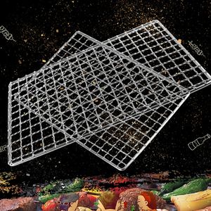 Rectangular BBQ Grills 304 Stainless Steel Barbecue Mesh Grill Grid Wire Electric Oven Rack Baking Net for Korean 240223