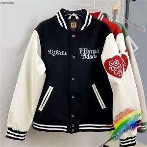 Human Made Girls Dont Cry Varsity Бейсбольная куртка Мужчины Женщины 1 Высококачественные лоскутные куртки-бомберы Верхняя одежда Пальто 220727