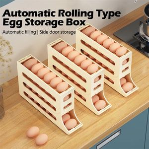 Refrigerator Egg Storage Box Automatic Scrolling Egg Holder Kitchen Large Capacity Dedicated Rolling Egg Storage Box for Kitchen 240223