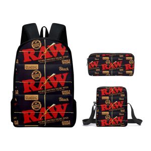 Backpack Youthful Cigarette Rolling Paper Tobacco RAW 3D Print 3pcs/Set Travel bags Laptop Daypack Backpack Shoulder Bag Pencil Case