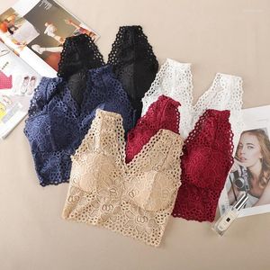 Camisoles & Tanks 2024 Fashion Trend Women Lace Hollow Floral Crop Top Harness Bralet Camisole Tank Tops Casual Seamless Ladies Vest