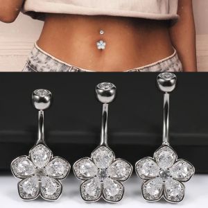 Rings Flower Navel Belly Button Piercing Rings Bulk 925 Sterling Silver Body Jewelry For Women Fine Summer Accessories Romantic Gift